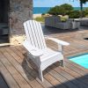 Outdoor or indoor Wood Adirondack chair with an hole to hold umbrella on the arm ,white