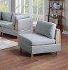 Living Room Furniture Armless Chair Light Grey Dorris Fabric 1pc Cushion Armless Chair Wooden Legs
