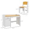 Kids Desk and Chair Set with Storage, White Study Desk for School, Student Writing Desk