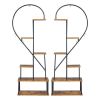 Artisasset 2pcs 6 Layers Half Heart Iron Wood Suitable For Garden Balcony Patio Lawn Home Decoration Plant Stand Flower Pot Stand Iron Flower Stand Bl