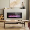 50" Recessed and Wall Mountable Fireplace Heater with Remote Control, Adjustable Flame Color and Brightness