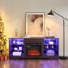 TV Stand Electric Fireplace Glass Shelves