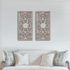 2 PCS Botanical Panel Distressed Carved Wood Wall Decor Set