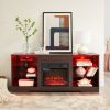 TV Stand Electric Fireplace Glass Shelves