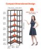 VEVOR 7 Tier Corner Bookshelf, 79" Tall Corner Bookcase with Heavy Duty Metal Frame & Wooden Shelves