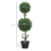 Set of 2 Artificial Ball Boxwood Topiary Trees, Fake Plants in Pot for Indoor Outdoor Living Room Green