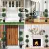 Set of 2 Artificial Ball Boxwood Topiary Trees, Fake Plants in Pot for Indoor Outdoor Living Room Green