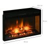 27" Electric Fireplace Insert, Retro Recessed Fireplace Heater with Realistic Log Flame, Remote Control, and Adjustable Brightness, 1400W, Black