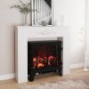 Fir Wood Fireplace Mantel Surround, 44.75" W x 40" H, Freestanding Electric Fireplace Stove Mantel, Distressed White
