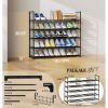 5-Tier Stackable Shoe Rack Organizer with Metal Frame, 35.5 inch Length, Holds 25–30 Pairs, Black