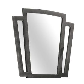 Tapered Fabric Frame Mirror with Mounting Hardware, Dark Gray