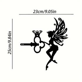1pc Angel On Branch Steel Silhouette Metal Art Fairy Silhouette Ornament Wall Art Home Garden Yard Patio Outdoor Statue Stake Decoration Perfect For B (Model: A17)