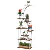 Plant Stand Indoor, 8 Tier 62" S-Shaped Plant Shelf, Corner Plant Rack for Multiple Plants, Carbonised Finish