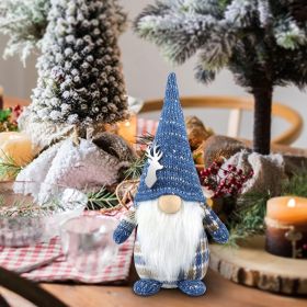 Christmas Gnomes Plush Decorations Handmade Scandinavian Tomte Stuffed Santa with Branch and Bag Xmas Decor for Home Kitchen Farmhouse Tiered Tray - (Color: Blue)