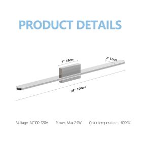 Modern LED Vanity Lights For Bathroom 39IN 24W Daylight White Chrome Light Fixtures Bathroom Lights Over Mirror Vanity Lighting Fixtures Vanity L (Option: 39IN 24W)