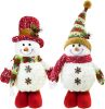 DearSun 13" H Christmas Snowman Family with Red Knitted Scarf and Hat Christmas Decor